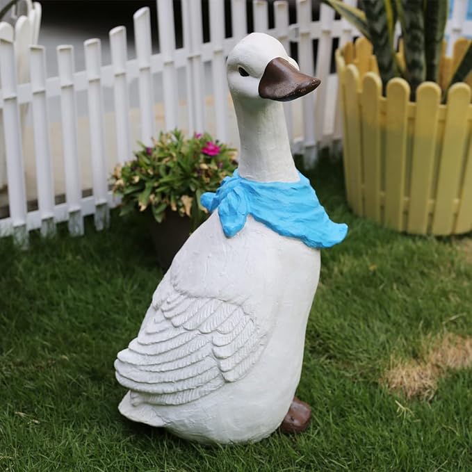 5 Duck with blue scarf for Garden Decor - Image 1