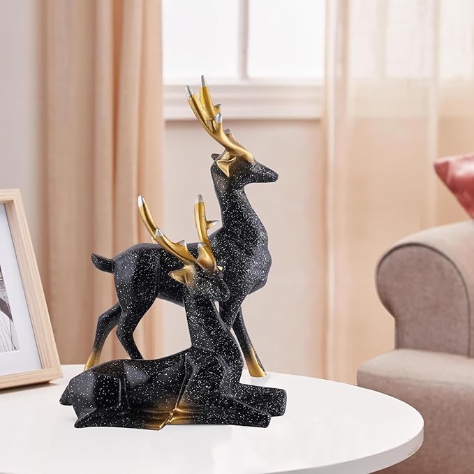 7 Deer Home Decor Showpiece (Black) - Image 1