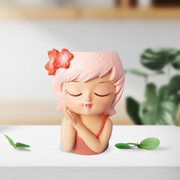 Resin Girl Pot for Home Decor