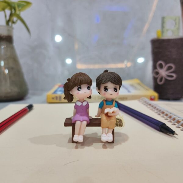 Miniature Couple on Bench for Home Decor