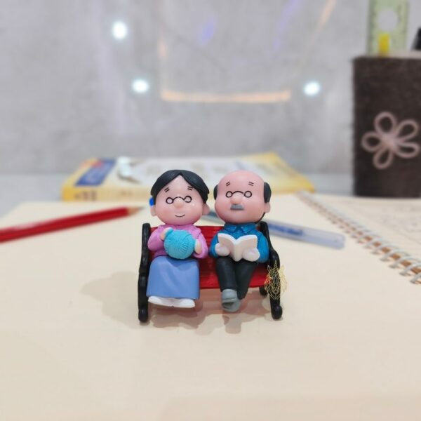 Miniature Old Couple for Tray Decoration