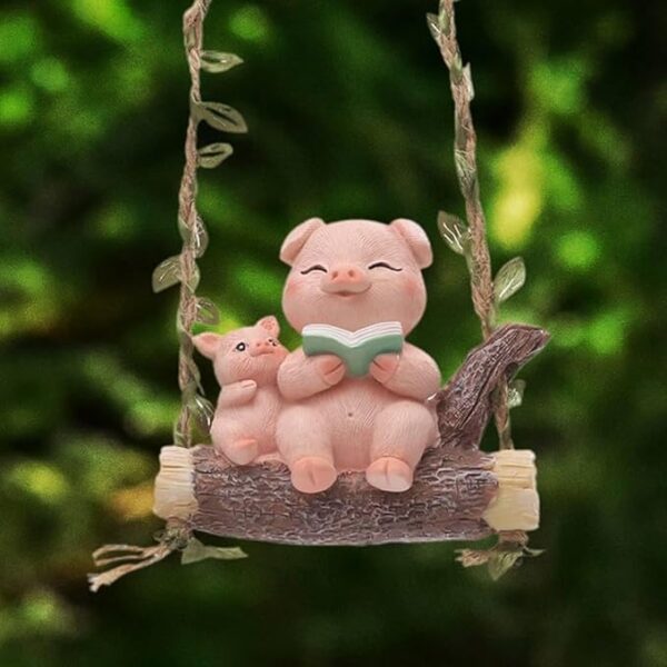 Hanging Mother & Baby Pig Figurine