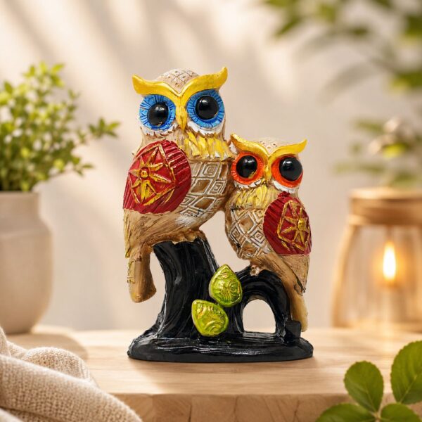 Owl Couple on Branch Showpiece
